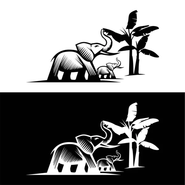 Párate Elefante Con Logotipo Rugiente Una Sola Línea Dibuja Elefante — Archivo Imágenes Vectoriales