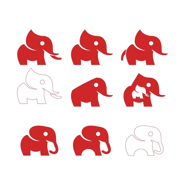 Elephant Wild Animal Icon Vector Illustration Editable Stroke Flat Design — Stock Vector