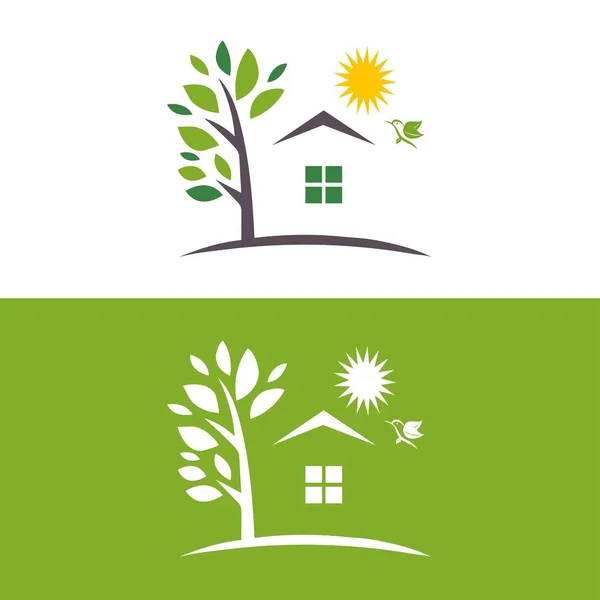 Logotipo Imobiliário Ssymbols Modelo Ícones Appartment Casa Árvore — Vetor de Stock