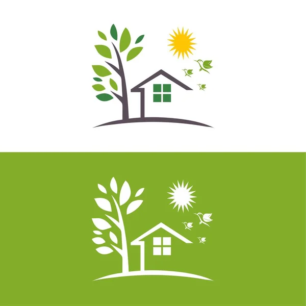 Logo Immobiliare Icone Modello Ssymbols Appartamento Casa Albero — Vettoriale Stock