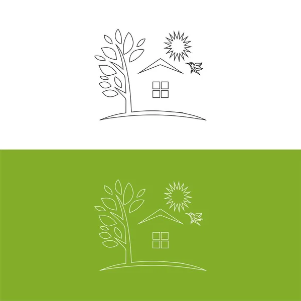 Logo Immobiliare Icone Modello Ssymbols Appartamento Casa Albero — Vettoriale Stock