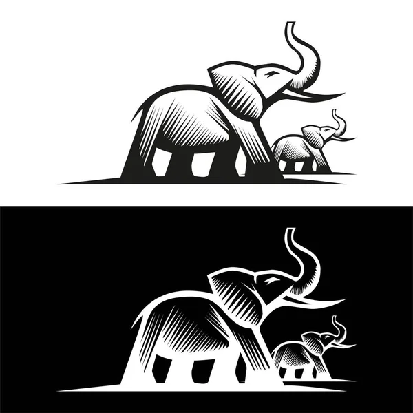 Párate Elefante Con Logotipo Rugiente Una Sola Línea Dibuja Elefante — Vector de stock