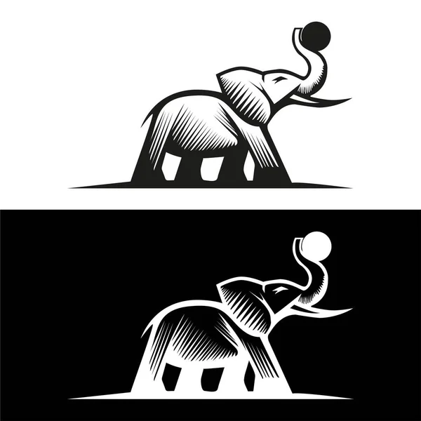 Párate Elefante Con Logotipo Rugiente Una Sola Línea Dibuja Elefante — Vector de stock