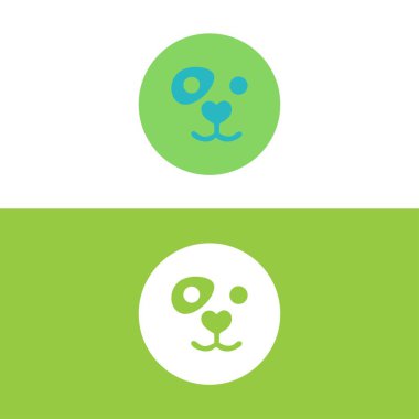Panda yaprağı logosu tasarımı, panda logosu şablonu, şirin panda yüzü, aşk panda logosu. Şirin Panda Logo tasarım vektör şablonu. hayvan, Asya, bambu, kalp, karakter, çin, ayı, siyah, evcil hayvan, safari.