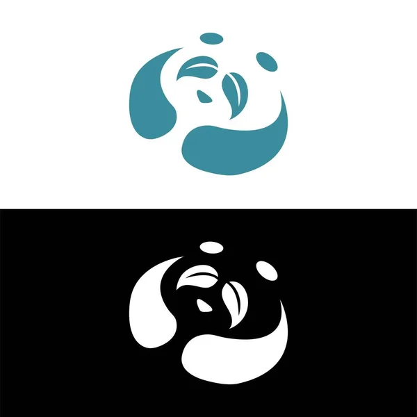Panda Yaprağı Logosu Tasarımı Panda Logosu Şablonu Şirin Panda Yüzü — Stok Vektör