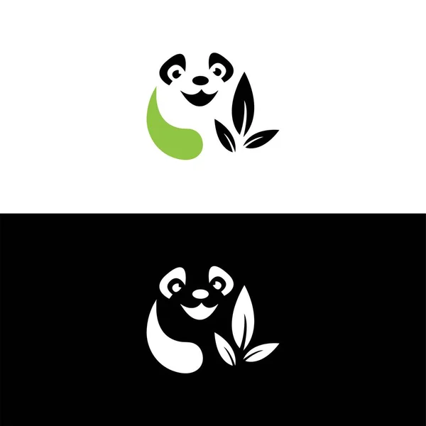 Projeto Logotipo Folha Panda Modelo Logotipo Panda Rosto Bonito Panda —  Vetores de Stock