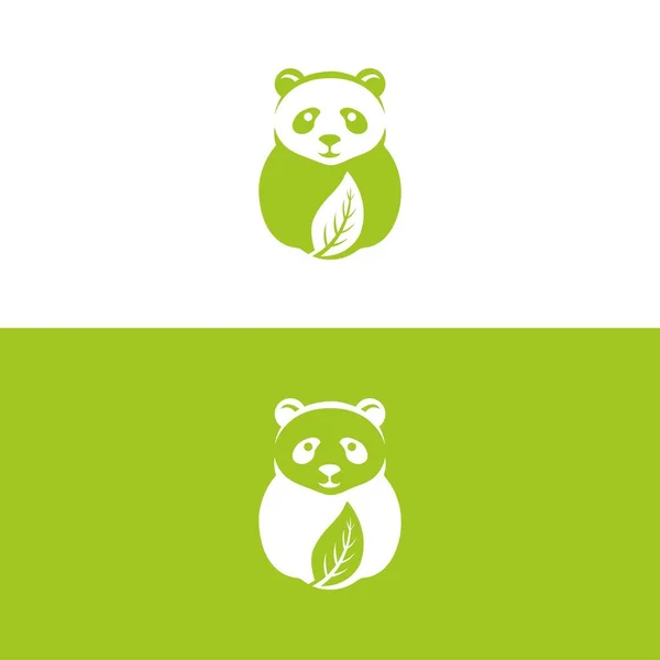 Panda Blatt Logo Design Panda Logo Vorlage Niedliches Panda Gesicht — Stockvektor