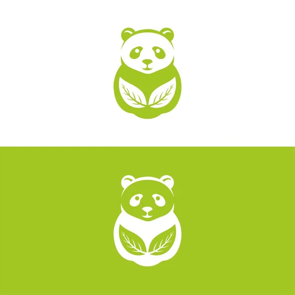 Panda Blatt Logo Design Panda Logo Vorlage Niedliches Panda Gesicht — Stockvektor