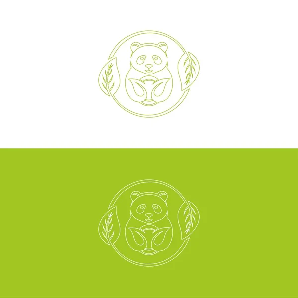 Projeto Logotipo Folha Panda Modelo Logotipo Panda Rosto Bonito Panda — Vetor de Stock