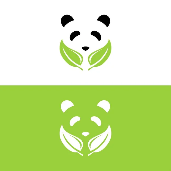 Projeto Logotipo Folha Panda Modelo Logotipo Panda Rosto Bonito Panda —  Vetores de Stock