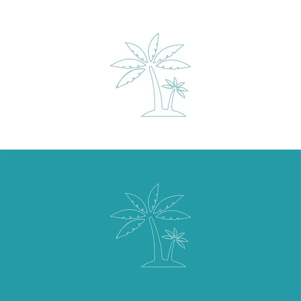 Summer Plam Tree Wave Minimalist Blue Logo Design Icon Vector — Stock Vector