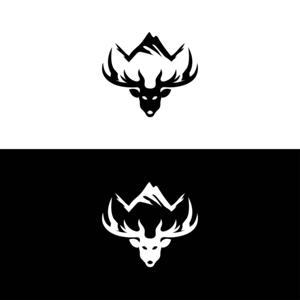 Black Silhouettes Different Deer Horns Vector Vintage Deer Head Logo — Stock Vector
