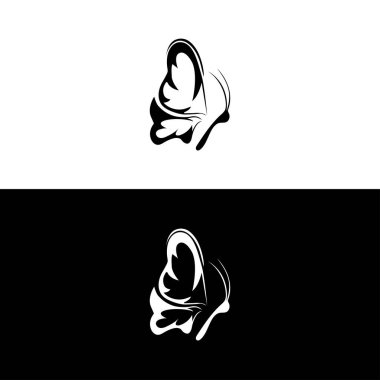 Büyük kelebek simgesi, Kelebek siluet simgeleri seti, Vektör Resimleri, beyaz arkaplan, vektör ana hatları simgeleri, Kelebek logosu, Vektör Kelebek soyut logosu