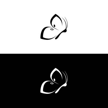 Büyük kelebek simgesi, Kelebek siluet simgeleri seti, Vektör Resimleri, beyaz arkaplan, vektör ana hatları simgeleri, Kelebek logosu, Vektör Kelebek soyut logosu