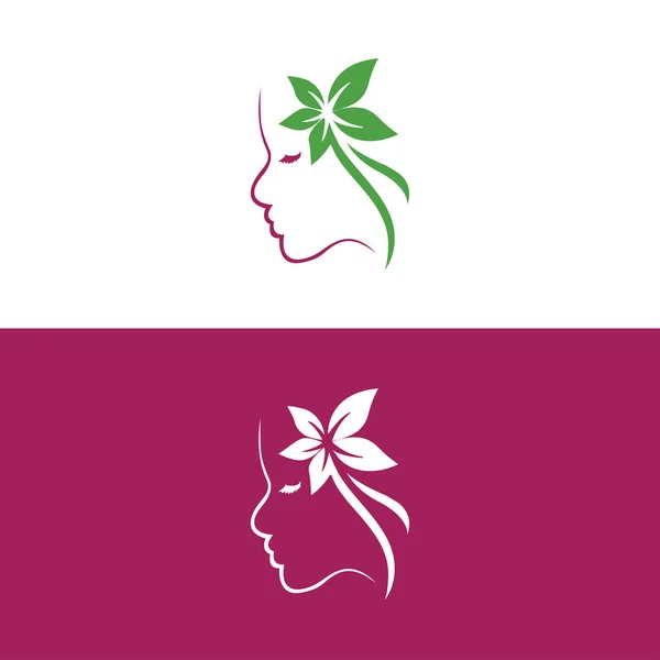 Женский Логотип Салона Красоты Дизайн Логотипа Женщины Длинные Волосы Икона — стоковый вектор