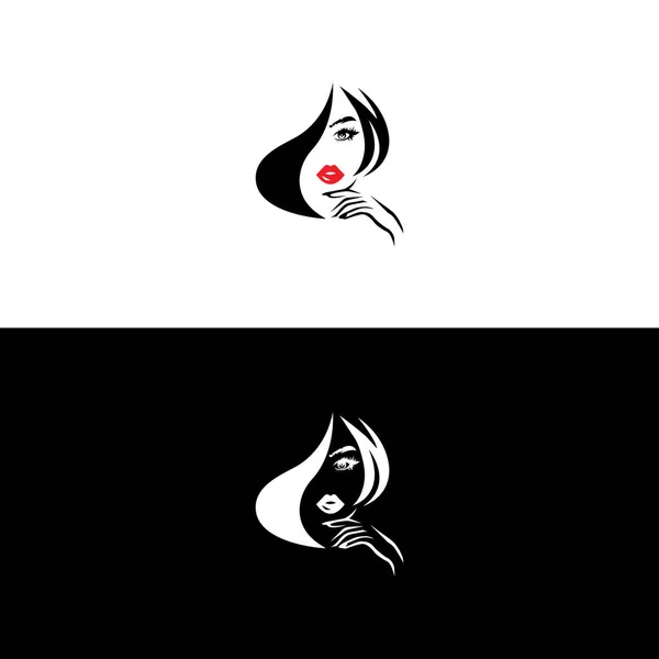Salão Beleza Natural Design Logotipo Feminino Mulheres Ícone Estilo Cabelo — Vetor de Stock