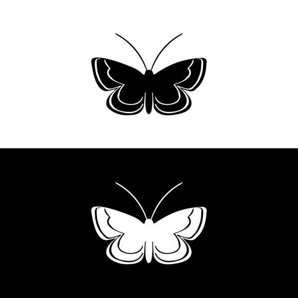 Grande Icône Papillon Ensemble Icônes Silhouette Papillon Illustrations Vectorielles Fond — Image vectorielle