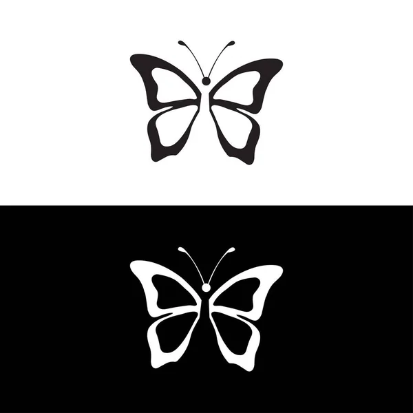 Big Butterfly Icon Butterfly Silhouette Icons Set Vector Illustrations White — Stock Vector