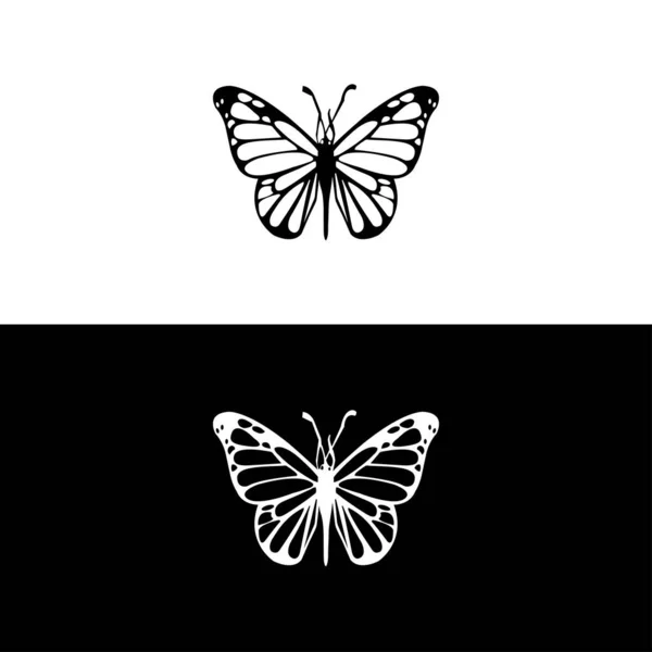Grote Vlinder Icoon Vlinder Silhouet Iconen Set Vector Illustraties Witte — Stockvector