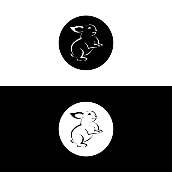 Silhouette Latérale Noire Lapin Isolé Sur Fond Blanc Illustration Vectorielle — Image vectorielle