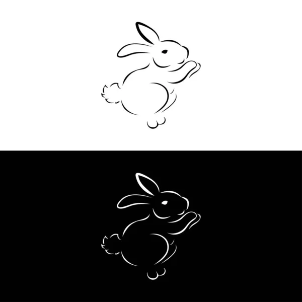 Black Side Silhouette Rabbit Isolated White Background Vector Illustration Vector — Stock Vector