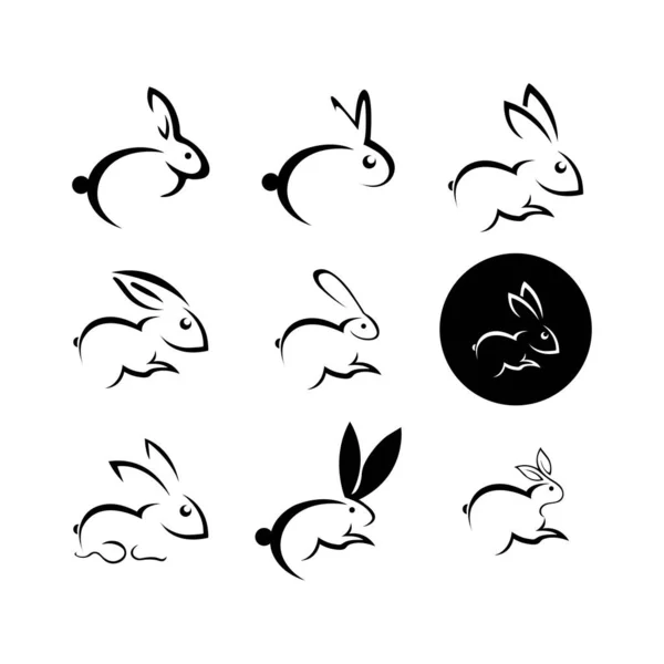 Silhouette Latérale Noire Lapin Isolé Sur Fond Blanc Illustration Vectorielle — Image vectorielle