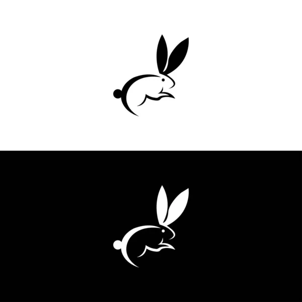 Black Side Silhouette Rabbit Isolated White Background Vector Illustration Vector — Stock Vector