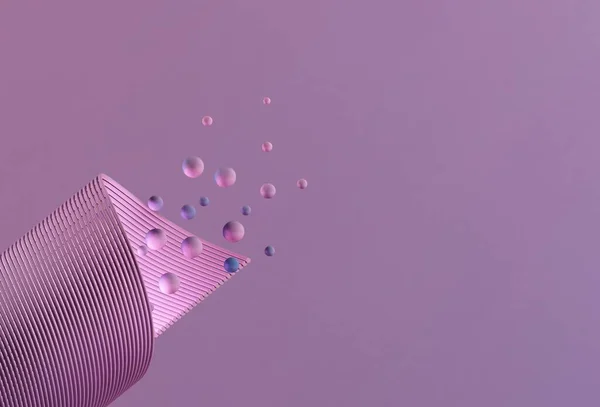 Ροζ Σπείρα Τυχαία Κυμαινόμενες Σφαίρες Καθιστούν Εικονογράφηση Αφηρημένες Σφαίρες — Φωτογραφία Αρχείου