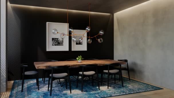 Sala Jantar Moderna Design Interiores Contemporâneo Com Tons Naturais Sala — Vídeo de Stock