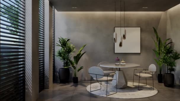 Modern Dining Room Interior Design Contemporary Natural Tones Room Walls — Stock Video