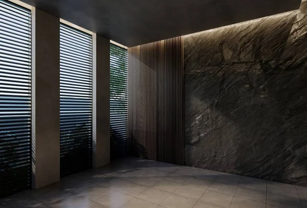 Современный Дизайн Интерьера Пустой Комнаты Естественными Тонами Комнате Стенах Полу — стоковое фото