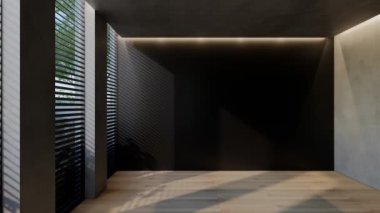 Modern boş oda iç tasarımı çağdaş, odada doğal tonlar, duvarlar, zemin ve tavan. 3d resimleme