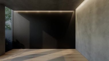 Modern boş oda iç tasarımı çağdaş, odada doğal tonlar, duvarlar, zemin ve tavan. 3d resimleme