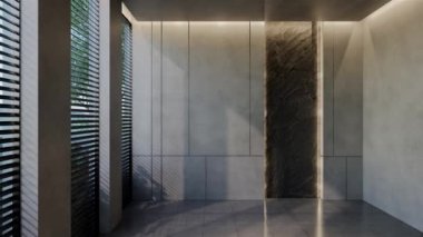 Modern boş oda iç tasarımı çağdaş, odada doğal tonlar, duvarlar, zemin ve tavan. 3d resimleme