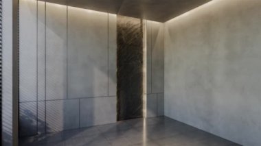Modern boş oda iç tasarımı çağdaş, odada doğal tonlar, duvarlar, zemin ve tavan. 3d resimleme