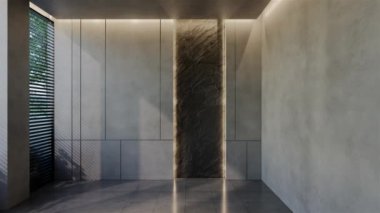 Modern boş oda iç tasarımı çağdaş, odada doğal tonlar, duvarlar, zemin ve tavan. 3d resimleme