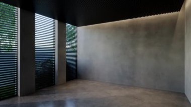 Modern boş oda iç tasarımı çağdaş, odada doğal tonlar, duvarlar, zemin ve tavan. 3d resimleme