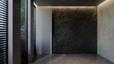 Modern boş oda iç tasarımı çağdaş, odada doğal tonlar, duvarlar, zemin ve tavan. 3d resimleme