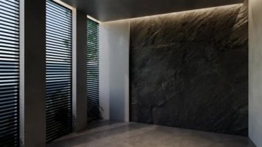 Modern boş oda iç tasarımı çağdaş, odada doğal tonlar, duvarlar, zemin ve tavan. 3d resimleme