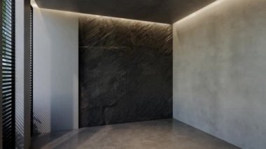 Modern boş oda iç tasarımı çağdaş, odada doğal tonlar, duvarlar, zemin ve tavan. 3d resimleme