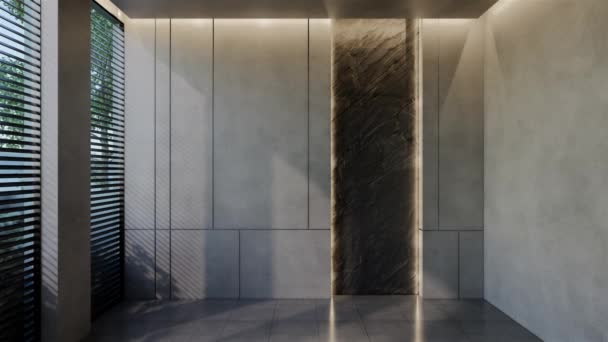 Modern Boş Oda Tasarımı Çağdaş Odada Doğal Tonlar Duvarlar Zemin — Stok video