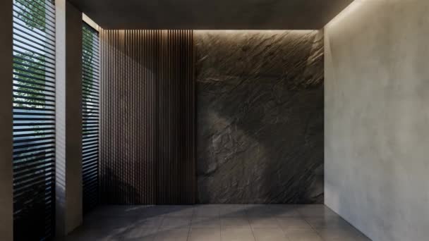 Modernes Leeres Raumdesign Zeitgenössisch Mit Natürlichen Farbtönen Raum Wänden Boden — Stockvideo