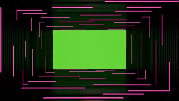 Loop Abstract Fluorescerende Lamp Zwarte Achtergrond Met Groen Scherm Rendering — Stockvideo