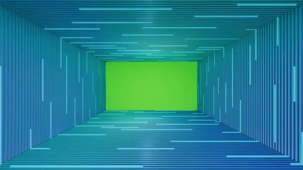 Loop概要緑の画面で蛍光灯青の背景3Dレンダリング — ストック動画