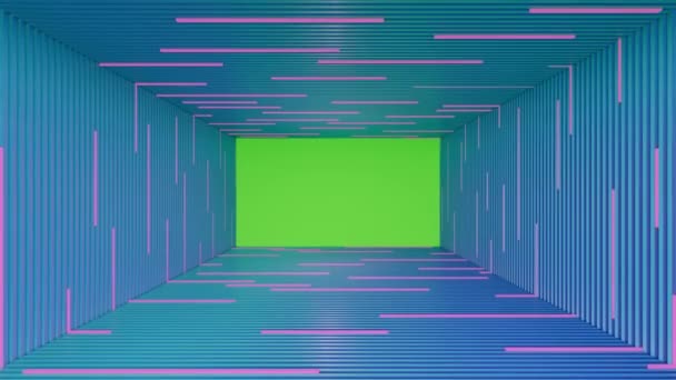 Loop Abstract Lampada Fluorescente Sfondo Blu Con Schermo Verde Rendering — Video Stock