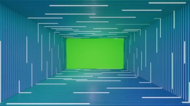 Loop概要緑の画面で蛍光灯青の背景3Dレンダリング — ストック動画