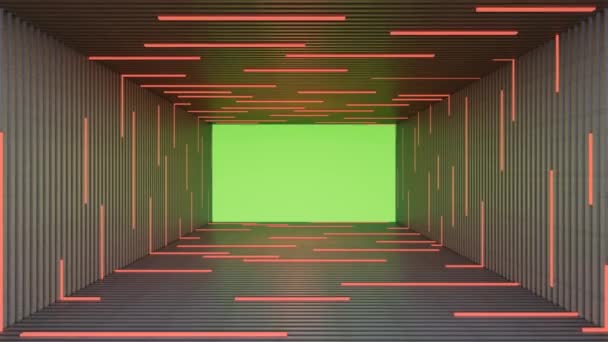 Loop Abstract Fluorescerende Lamp Houten Matte Achtergrond Met Groen Scherm — Stockvideo