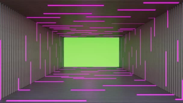 Loop Abstract Fluorescerende Lamp Houten Matte Achtergrond Met Groen Scherm — Stockvideo