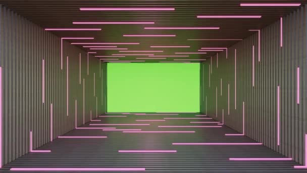 Loop概要蛍光灯マットの背景とグリーンスクリーン3Dレンダリング — ストック動画