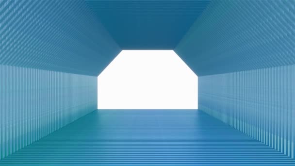 概要六角形の廊下の明るい色の背景と白い画面3Dレンダリング — ストック動画